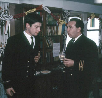 Two officers in the ship's bar