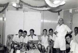 Captain and officersin saloon