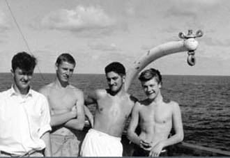 Deck apprentices relaxing on deck