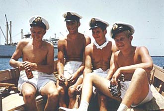 Four officers in lifeboat