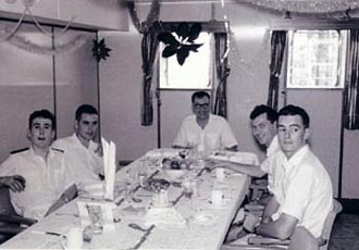 Christmas 1962. Officers in the saloon