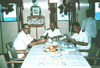 Christmas 1962. Officers in the saloon