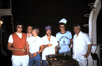 Officers at a barbecue