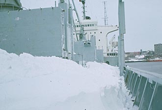 Ice on deck when in St John