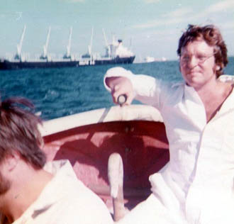 Two people on lifeboat