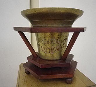 Close up of bell in font