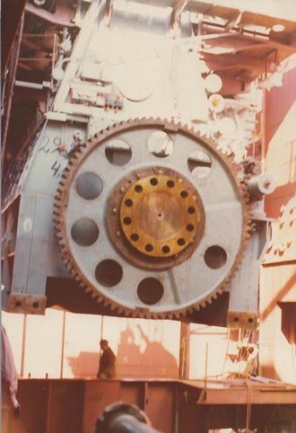 The engine moves into the engine room.