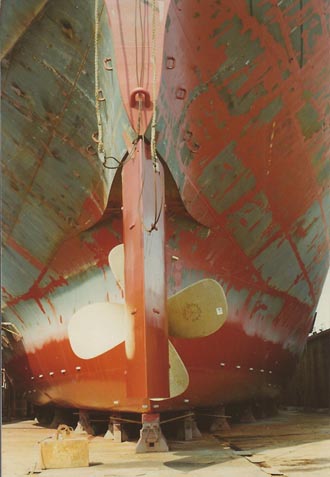 View of rudder and propeller