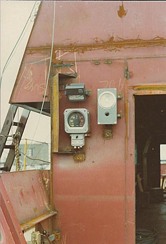 Close up of instruments on wheelhouse