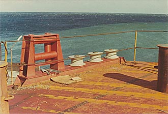 Close up of aft mooring arrangement