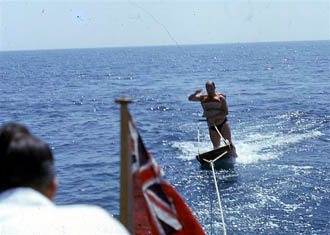 Colin water skiing in Genoa