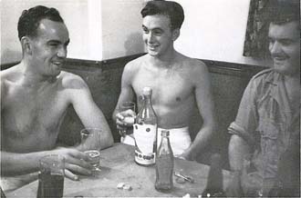 Three officers in saloon