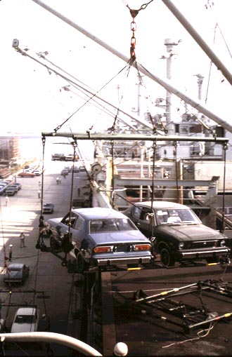 Loading cars in Japan