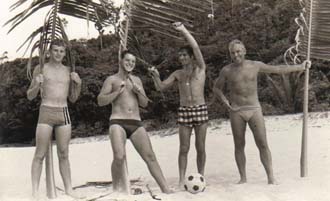Four officers on the beach