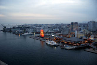 View of Kobe port at dusk