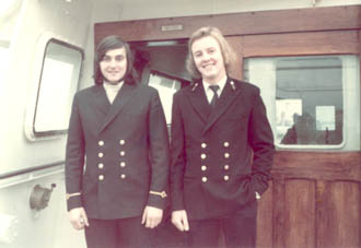 Two officers on bridge wing