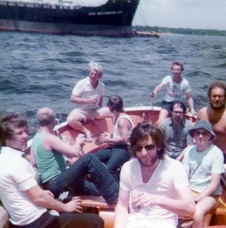 Going ashore in the lifeboat