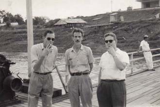 Three officers ashore