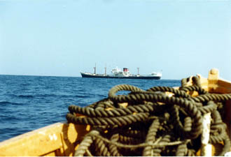 Orient City at anchor taken from lifeboat