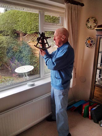Mark Higgins with sextant