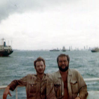 Two enginners on deck in Singapore