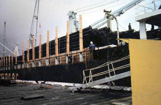 Alongside after the cargo has been reloaded.