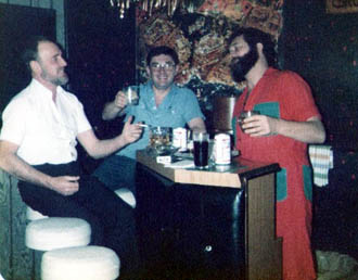 Three officers singing in the bar