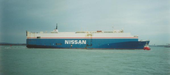 Ship arriving alongside at Oppame