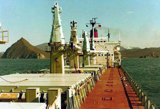View of the ship from the foredeck.