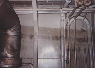 The mark for the water level in engineroom