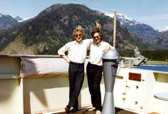 Two officers on bridge wing